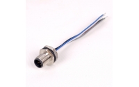 M12 A coding 4 pin male rear panel mount connector