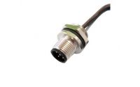 M12 5 pin male socket with wires rear panel mount connector