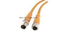 M8 4 pin male to female cable orange