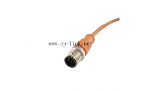 M12 8 pin male cable orange