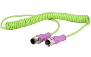 M12 4pin male to female connector spring cable