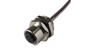 M12 A coding 5 pin female rear mount (M16) connector