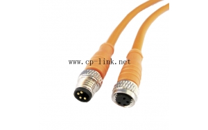 M8 4 pin male to female cable orange